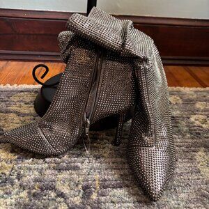 Thalia Sodi Silver Rhinestone Slouchy Mid-Calf Stiletto Boots – Size 6, New